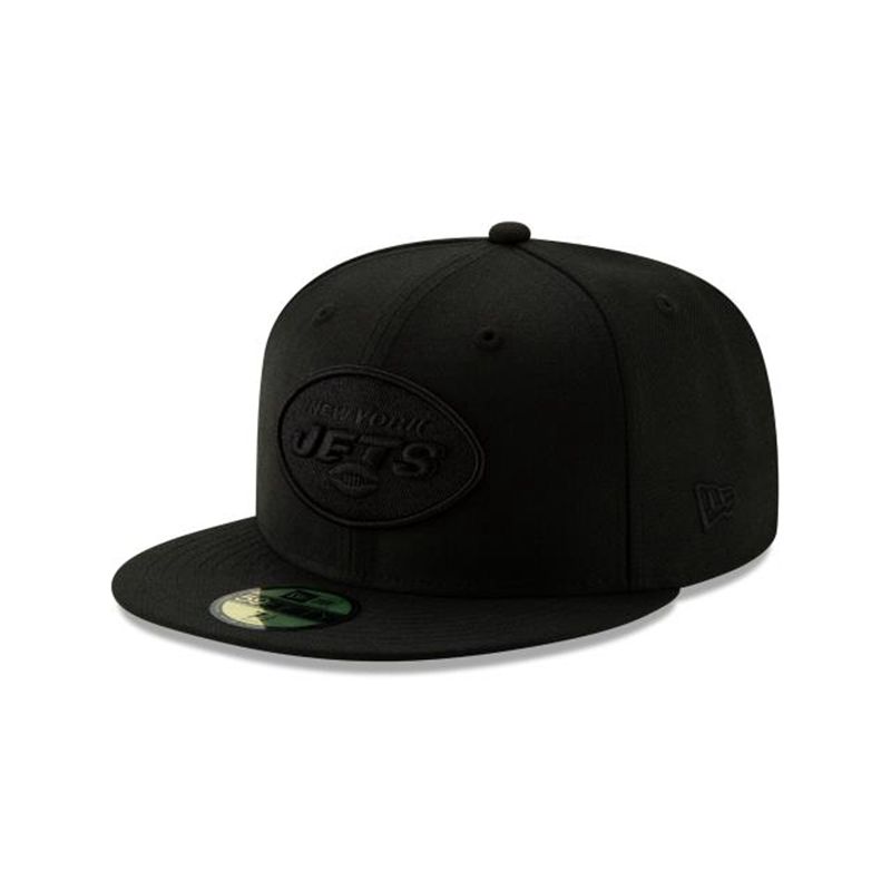 NFL New York Jets Basic Black On Black 59Fifty Fitted (IIU7595) - Black New Era Caps